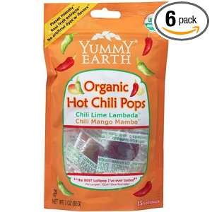 Yummy Earth Organic Hot Chili Pops, Gluten Free, 3 ounces (Pack of6 