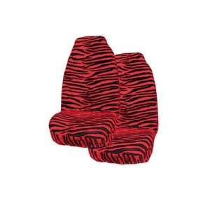  2 Animal Print Front Seat Covers   Zebra Red Automotive