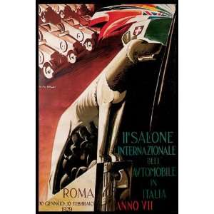  1929 ROMA ROME AUTOMOBILE CAR SHOW ITALY VINTAGE POSTER 
