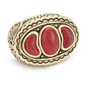  Bronzed by Barse Flameneo Red Howlite Ring, Size7 