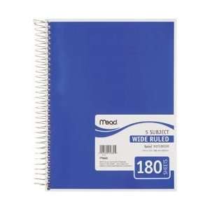  Mead 5 Subject Notebook Spiral Bound 10.5X8 180 Sheets 