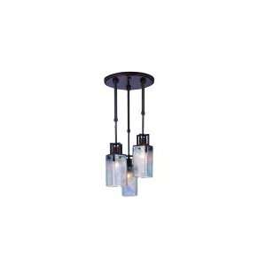   Tier Chandelier in Ebony with Iridescent Glass glass