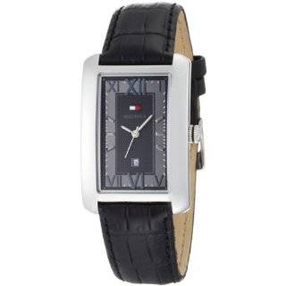   Hilfiger Mens 1710260 Classic Stainless Steel and Black Tank Watch