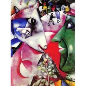  12X16 inch Marc Chagall Abstract Canvas Art Repro I & the 