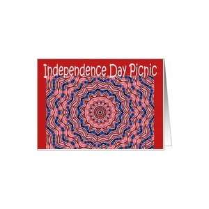 Independence Day Picnic Invitation, flag fractal Card 