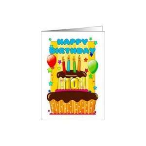  birthday cake with candles   happy 10th birthday Card 