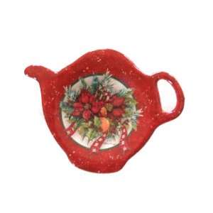 Poinsettia and Candycane Teabag Holder Grocery & Gourmet Food