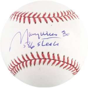 Maury Wills Autographed Baseball  Details 586 Steals Inscription