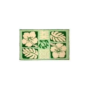  Small Light Green Hibiscus Rug