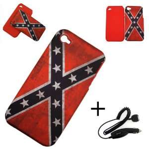 iPhone 4S Cover Hybrid Case American Confederate Flag + Car Charger 4S 