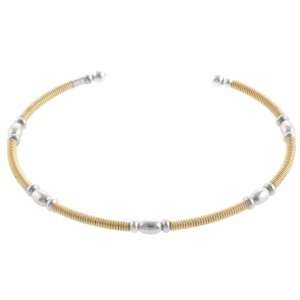14kt Over Stainless Steel Stretch Bracelet with Sterling Silver Beads 