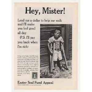   Easter Seals Boy on Crutches Lend Me a Dollar Print Ad