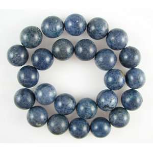  16mm blue sponge coral round beads 16 strand