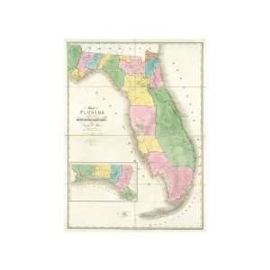  Map of Florida, c.1839 Giclee Poster Print by David H 