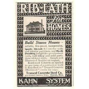 1908 Trussed Concrete Steel Co Rib Lath Stucco House Print 