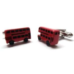  British Red Double Decker Bus Enamel Cufflinks Cuff Links 