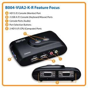  Tripp Lite B004 VUA2 K R 2 Port USB KVM Switch w Audio and 