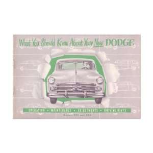  1950 DODGE Car Full Line Owners Manual User Guide 