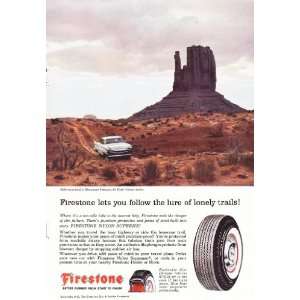  1957 Ad Tire Firestone Desert Original Antique Car Parts 