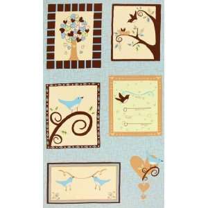  44 Wide Chirp Birth Record Panel Spring Blue Fabric By 