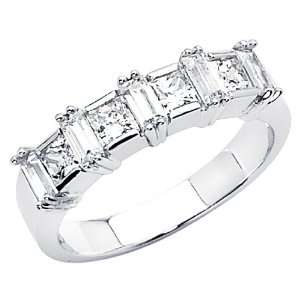 14K White Gold Princess cut CZ Cubic Zirconia Ladies Wedding Band Ring 