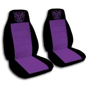  2 Black and Purple Robot car seat covers for a 2001 