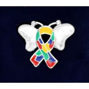  Autism Ribbon Butterfly Pin (Retail) 