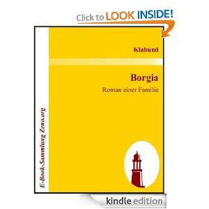 Borgia  Roman einer Familie (German Edition) Klabund  