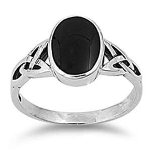    Sterling Silver Ring W/ Black Onyx Stone   Semi Round Jewelry