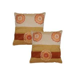 Handmade Silk Cushion Cover Set Embellished with Embroidery Work Size 