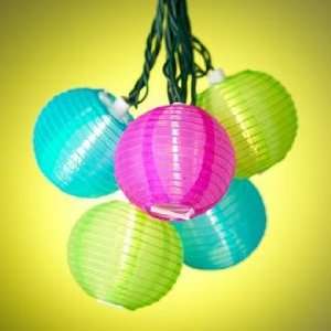  Light Blue, Pink and Green Lantern String Party Lights 