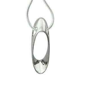  Sterling Silver Elongated Oval Necklace Pendant Pugster 
