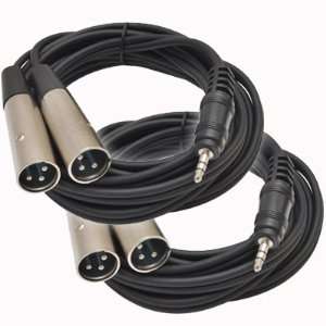  Seismic Audio   2 Pack 3.5 mm Stereo 1/8 to Dual Male XLR Splitter 