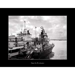  Fireboat Seattle Harbor Fine Art Photography black & white 
