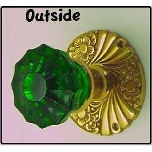 Emerald Green ASTORIA Knobs sets for Two French Doors   Solid Brass 3 