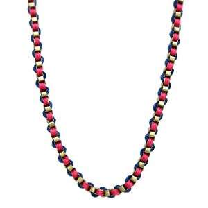  Hot Pink Denim Blue Ribbon Layering Necklace Jewelry