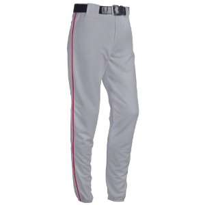   Polyester Piped Baseball Pants 332 SILVER/SCARLET AM   (31.25 INSEAM