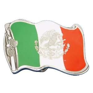  Mexico Wavy Flag Silver Bordering Belt Buckle /Nación De 