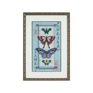  Butterfly Scroll Counted Cross Stitch Kit 8x14 Blue 