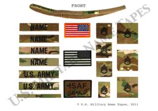 ARMY ACU MULTICAM (OCP) NAME TAPE, SERVICE TAPE, HELMET BAND 