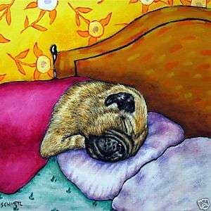 PUG Sleeping picture ceramic DOG pet art tile gift  