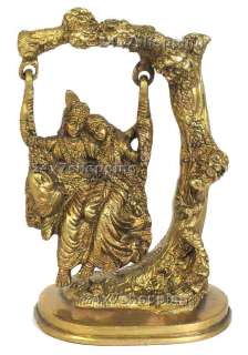 Brass Big Romantic Radha Krishna w/Engraved Jhula  