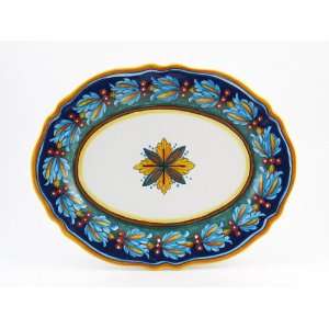   Ceramic 16.5 inch Oval Platter Geometrico 39E   Handmade in Deruta