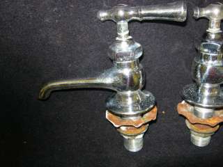 Chrome/Nickel Faucets Antique Pair #259 11  