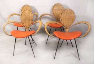 1960s Vintage Iron Dining Chairs w/ Rushing Back 0049*  