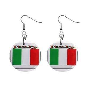  Italian Flag Italy Dangle Button Earrings Jewelry 1 inch 