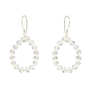   Silver Swarovski Elements Crystal Bicone Loop Earrings Jewelry