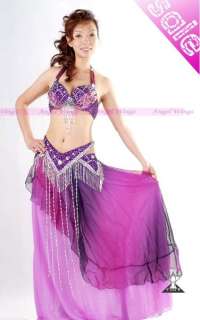 NEW belly dance 2 pics costume 36B/C bra&belt 7 colours  