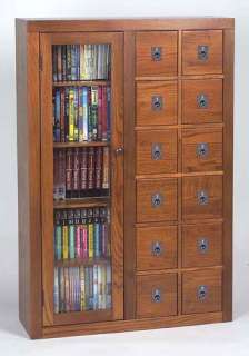CD DVD Library Drawer Storage Cabinet w/Glass Door NEW  