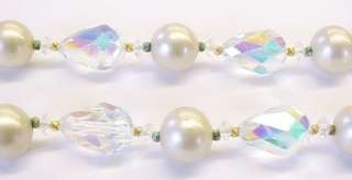 Vintage Austrian Crystal & Pearl Necklace & Earring Set  